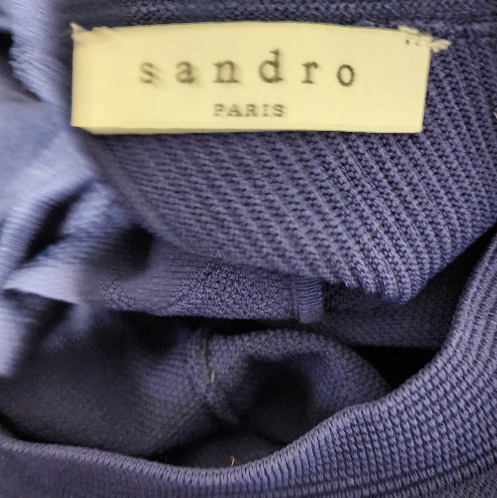 Sandro Blue Knit Short Sleeve Dress - Picture 10 of 12